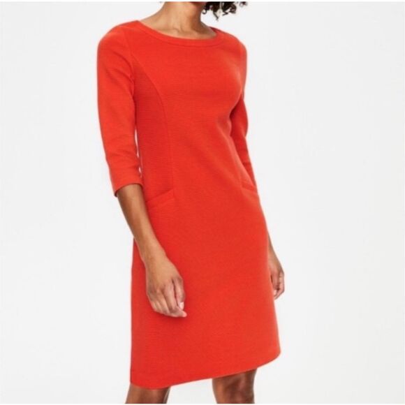 Boden Orange Jewel Neck 3/4 Sleeve Textured Pullover Sheath Dress Size 4R - Picture 1 of 13
